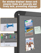 Mifuro 36"x24" Enclosed Bulletin Board, Lockable Weather-Resistant Aluminum Cork Noticeboard for School & Office, Black Frame w/Grey Flet