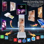 29in LCD Display Photo Booth Machine with 15.6in Mirror Touch Screen Selfie Station Shell Stand DIY Photobooth Machine with RGB Light for Parties Weddings Event (Machine+Mini Printer)