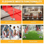 LOVMOR Crowd Control Stanchion, 12Pcs Silver Stanchion Posts Queue with 8pcs 5 ft/1.5 m Red Velvet Rope, Rope Barriers Crowd Control Barriers Queue Line for Hotel Theater Party Supplies