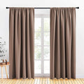 PONY DANCE Thermal Curtains Blackout - Window Coverings Privacy Protect Rod Pocket Top Solid Color Light Blocking Home Decoration, 70 Wide by 84 inch Drop, Mocha, 2 PCs