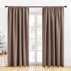 PONY DANCE Thermal Curtains Blackout - Window Coverings Privacy Protect Rod Pocket Top Solid Color Light Blocking Home Decoration, 70 Wide by 84 inch Drop, Mocha, 2 PCs