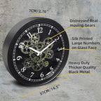 CLXEAST 15 Inch Real Moving Gear Wall Clock, Vintage Industrial Steampunk Metal Wall Clocks for Living Room Decor,Kitchen, Home Office,House Warming Gifts New Home