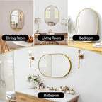 30x20 Mirror Runway Oval Wall Mounted Aluminum Alloy Metal Frame Rectangle Mirrors for Entryway Bedroom Bathroom Living Room 30 20 inch Gold