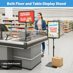 4Pack Sign Stand for Display 8.5 x 11, Adjustable Poster Stand for Table Top & Floor, Floor Standing Sign Holder, Metal Signage Stands for Business, Tradeshow, Store, Farm Display Stands