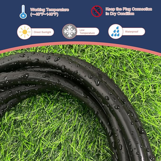 25 Ft Outdoor Extension Cord - 12/3 SJTW Heavy Duty Black Extension Cable with 3 Prong Grounded Plug - Power Cord for Lawn, Garden, Appliances
