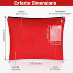 4 Pcs Interoffice Mailer Canvas Transit Sack Zipper Bag 18" x 14" Large Zipper Pouch with Grommet Interoffice Mail Bag (Red)