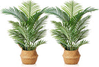 LOMANTO Fake Majesty Palm Plant 3Ft Artificial Plants for Home Decor Indoor Small Faux Trees in Pot Fake Tropical Plants for Housewarming Gift 2Pack