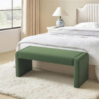 Velvet Entryway Bench End of Bed Bench Upholstered Modern Window Bench Comfy Ottoman for Dining Room/Bedroom/Living Room/Hallway/Indoor (Olive Green)