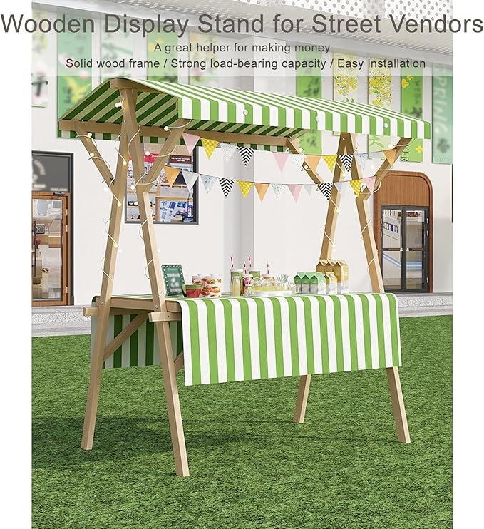 Collapsible Mobile Market Stall Carts Vendor on Wheels, Wood Outdoor Vendor Cart, Easy to Assemble for Parties, Birthdays, Weddings, Bar(Blue2,120cm/47.2in)