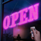 40'' × 14'' Large LED Open Signs for buiness with Remote, 14 Scene Modes Unique Design Light Up Sign for Window Store Retail Restaurant Pink