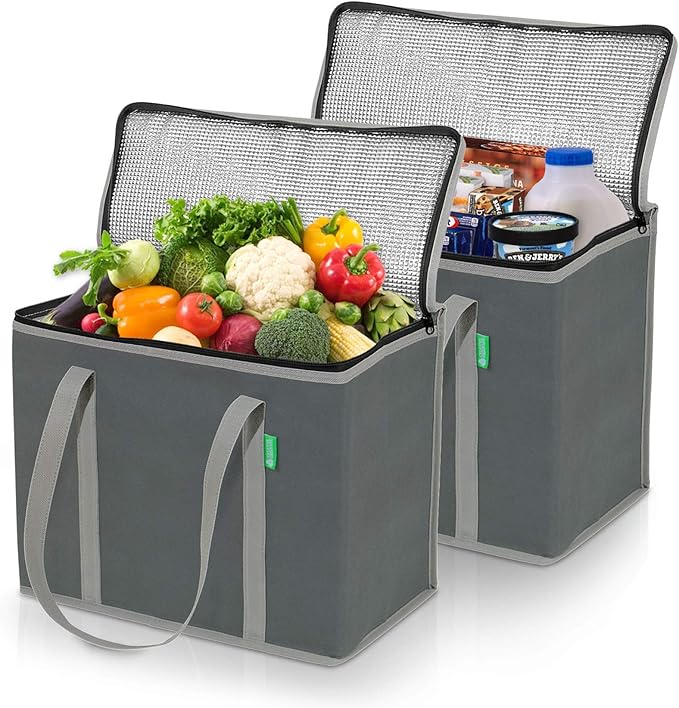 Creative Green Life Ultimate Shopping Bag 5-Pack – Reusable Grocery Box Bags (3) – Insulated Grocery Bags (2) – Premium Quality, Heavy Duty Tote Bag Set