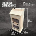 Peaceful Classics Wooden Bread Storage Bins, Decorative Potato and Onion Storage Bin, Potato Bin, Wooden Vegetable Storage w/Lid for Kitchen Pantry, Unfinished, 17"W x 12"D x 35"H