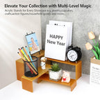 ELEGANTLIFE Acrylic Display Riser,4.3mm Heavy Duty Crystal Display Stand Shelf Layered Aesthetic, Jewelry Display Shelf Risers for Décor,4 Pack Set Multi-color (Gold)