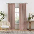 Cute Dusty Pink Blackout Linen Curtains 105 Inches Long - Rose Blush Pinch Pleat Track Curtains Blackout with Hooks Viral Pleat Drapes for Girls Bedroom Nursery,50 by 105 Inch, 2 Panels, Back Tab