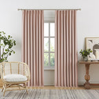 Cute Dusty Pink Blackout Linen Curtains 105 Inches Long - Rose Blush Pinch Pleat Track Curtains Blackout with Hooks Viral Pleat Drapes for Girls Bedroom Nursery,50 by 105 Inch, 2 Panels, Back Tab