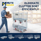 32"x20"x24" Heavy Duty Platform Truck with Cage, Foldable Flatbed Hand Truck Dolly with 4.7” Swivel Casters, 1500LBS Capacity Push Cart for Warehouse, Garage, Grocery, Laundry