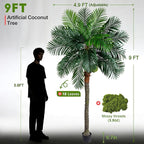 9FT Large Artificial Palm Tree Big Faux Tropical Phoenix Trees Indoor Outdoor Realistic Floor Plants Tall Fake Plant for Home Living Room Office Decor Porch Outside Patio arboles para decoracion