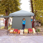 Tangkula 10x10 Ft Pop Up Canopy with Sidewalls, Portable Outdoor Tent with Center Lock, 16 Stakes, 12 Ropes, Roller Bag, UPF50+ Canopy Tent with Dual Awnings for Camping, Patio, Market