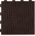 Playsafer Herringbone Rubber Interlocking Tiles | 16 X 16 | Easy Install for Indoor and Outdoor Use (Brown, 1 Tile)