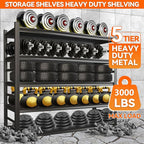 Adjustable 5-Tier Garage Shelving, Heavy Duty Steel Storage Rack, High Load Capacity, Ideal for Garage, Warehouse, or Home Organization (with Fences, 32" W*15.7" D*63" H)