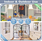 Full Metal Free Standing Dog Gate with Door for Indoor Outdoor, 48'' Extra Wide 36'' Tall Dog Gate for Doorways,Large Openings,Decks,Pet Puppy Freestanding Safety Fence(2 Panels,Black)