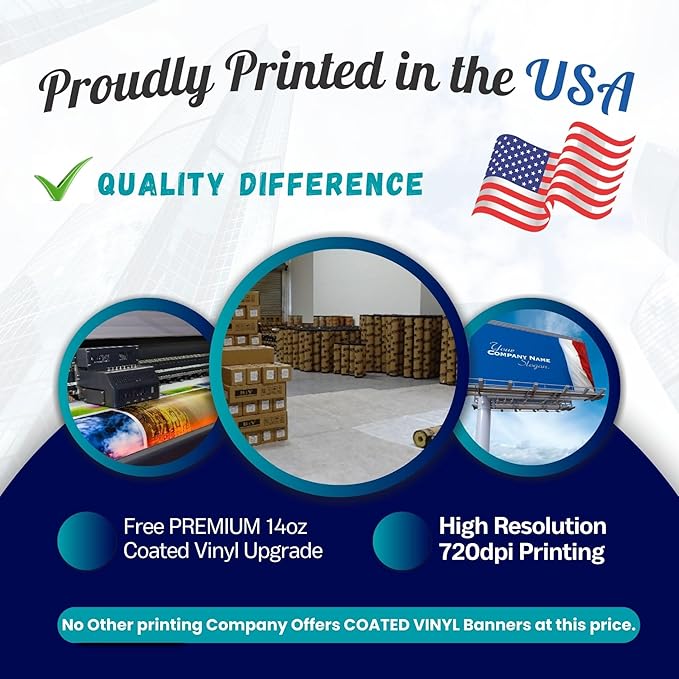 Custom Vinyl Banner, 14oz Premium Coated Vinyl, Full Color, indoor/outdoor Heavy Duty Sign, Design Online or Print Your Design file. 1 Sided (3 X 3 ft (H X W))