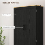 HOMCOM 67" Freestanding Kitchen Pantry, 4-Door Storage Cabinet Organizer with Adjustable Shelves, Kitchen Cabinet with Doors and Shelves, Distressed Black
