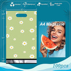 JinRuiKJ Poly Mailers with Handle 10x13 Inch 100 Pcs, Easy to Carry Packaging Bags for Small Business, Thank You Shipping Bags with Self Adhesive Strip, Tearproof and Waterproof - Chrysanthemum