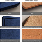Bulletin Board, 24 x 18 inches Felt Board Decorative Pin Board, Cork Board Alternative for Wall, Foldable Photo Board Self-Adhesive Vision Board with 20 Pushpins - Dark Blue