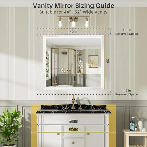 40x36 Inch White Bathroom Mirror for Wall, Thick Metal Framed Rectangle Mirrors for Over Sink, Bedroom, Living Room, Entryway, Anti-Rust, HD Tempered Glass