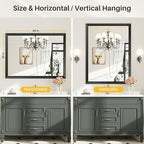 48x36 Inch Black Bathroom Mirror for Wall, Thick Metal Framed Rectangle Mirrors for Over Sink, Bedroom, Living Room, Entryway, Anti-Rust, HD Tempered Glass