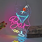 Cocktail Bar Neon Sign, Neon Lights Hanging Wall Art Decoration for Business Man Cave Bar Pub Night Club Party Bistro Beverage Restaurant, USB Powered Ultra Bright Dimmable, 15.75*11.8 inches