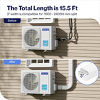 DELLA 3" 15.5 Ft Mini Split Line Set Cover with Flexible Duct, Decorative PVC Lineset Cover Kit, Paintable for Mini Split Air Conditioner, HAVC & Heat Pumps Systems Tubing Cover, White