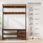 Lulive Hall Tree with Bench and Shoe Storage, 39.4” Entryway Bench with Coat Rack freestanding, 5 in 1 Entryway Furniture Organizer Large Coat and Shoe Rack with 21 Hooks and Drawers, Rustic Brown