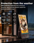 HARZHI 43 Inch Outdoor Digital Signage Display, Portable Powered High Brightness Screen Advertising Display Kiosk, Movable Waterproof Standing Poster, Business Helper, Android OS MWE