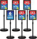 6Packs 8.5x11 Inch Adjustable Pedestal Poster Sign Stand, Heavy Duty Floor Standing Sign Holder Stand Aluminum Snap Open Frame for Vertical and Horizontal View Sign Displayed(Black)
