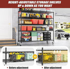 PrimeZone 5 Tier 80.7" H x 55.5" W x 24" D Wire Shelving with Wheels 3000lbs NSF Certified Storage Shelves Heavy Duty Metal Shelf Adjustable Rolling Rack Commercial Garage Restaurant Warehouse 8Pack