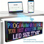 P10(77"*20") Outdoor Open Programmable Scrolling Led Sign Custom Wifi Led Signs For Wall Digital Signage Message Board Business Signs Board For Outside Advertising Sign Screen Panel