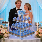 YestBuy 4 Tier Acrylic Cupcake Stand Afternoon Tea Cake Stand Large Cupcake Stand Cupcake Tower Cupcake Holder for Pastry + LED Light String Ideal for Weddings Birthday Bar Party Décor (Blue Light)