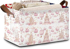 Desert Bloom Storage Basket Large 17x11.5x10.5 Inche-Collapsible Fabric Organizer Bin with Handles for Southwest Decor, Nursery, Boho Style-Decorative Hamper with Succulent & Flower Design-Single Pack