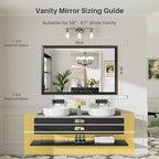 55x36 Inch Black Bathroom Mirror for Wall, Thick Metal Framed Rectangle Mirrors for Over Sink, Bedroom, Living Room, Entryway, Anti-Rust, HD Tempered Glass
