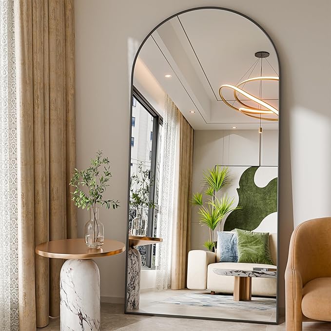 76"x34"Floor Mirror Full Length,Arched Full Length Mirror with Stand,Full Body Mirror,Hanging or Large Leaning for Bedroom Living Room Black