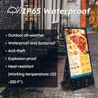43 inch Rechargeable Portable Outdoor Digital Signage Displays, 2K FHD, IP65 Waterproof, Smart LCD Split Screen, Brightness Auto-Adjustment Movable Advertising Kiosk with Android OS