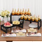 ELITEROO Black 3-Tier Wooden Cupcake and Dessert Display Stand, Multi-Tier Riser for Cupcakes, Food, Perfume, Makeup, Dolls, Collectibles, and Market Vendor Retail Shelf Organizer