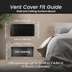 Repa Market 2-Pack Black Air Vent Cover 12" x 6" Inch (Outer Dimensions) - Steel Return Air Grilles - for Ceiling and Sidewall - HVAC - with Protection Screen (11.81" x 5.90" Inch)