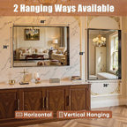 48"x36" Black Framed Bathroom Mirror, Large Rectangular Vanity Mirror, Aluminum Metal Frame, Wall Farmhouse Modern Wall-Mounted Mirrors for Bathroom, Bedroom, Living Room, Over Sink