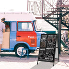 Heavy Duty A-Frame Sidewalk Sign 24 x 36 Inch, Portable Double-Sided Sandwich Board Slide-in Folding Metal Signboard with 2 Plastic Poster Boards