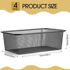 4 Pcs Metal Wire Basket 16.5in Metal Mesh Basket Pantry Organizers Bin Containers for Home Organizing Cabinet Pantry Closet Kitchen Fridge Fruit Makeup Snacks Gifts(Black,Small)