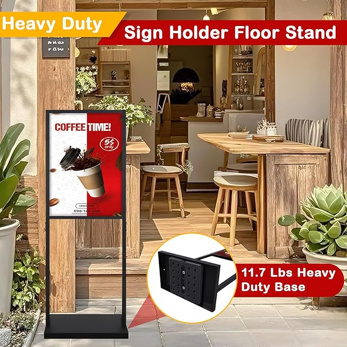 Sign Stand Heavy Duty - 19.6 x 27.5 Inch Double Sided Poster Stand for Display Board Foam, Black Pedestal Floor Standing Sign Holder for Event Store Restaurant Exhibition Business Party