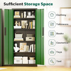 Greenvelly Metal Storage Cabinet, 63" H Locking Metal Storage Cabinet with Doors and 4 Shelves, Lockable Steel Cabinets for Kitchen, Bedroom, Living Room, Office (Green)